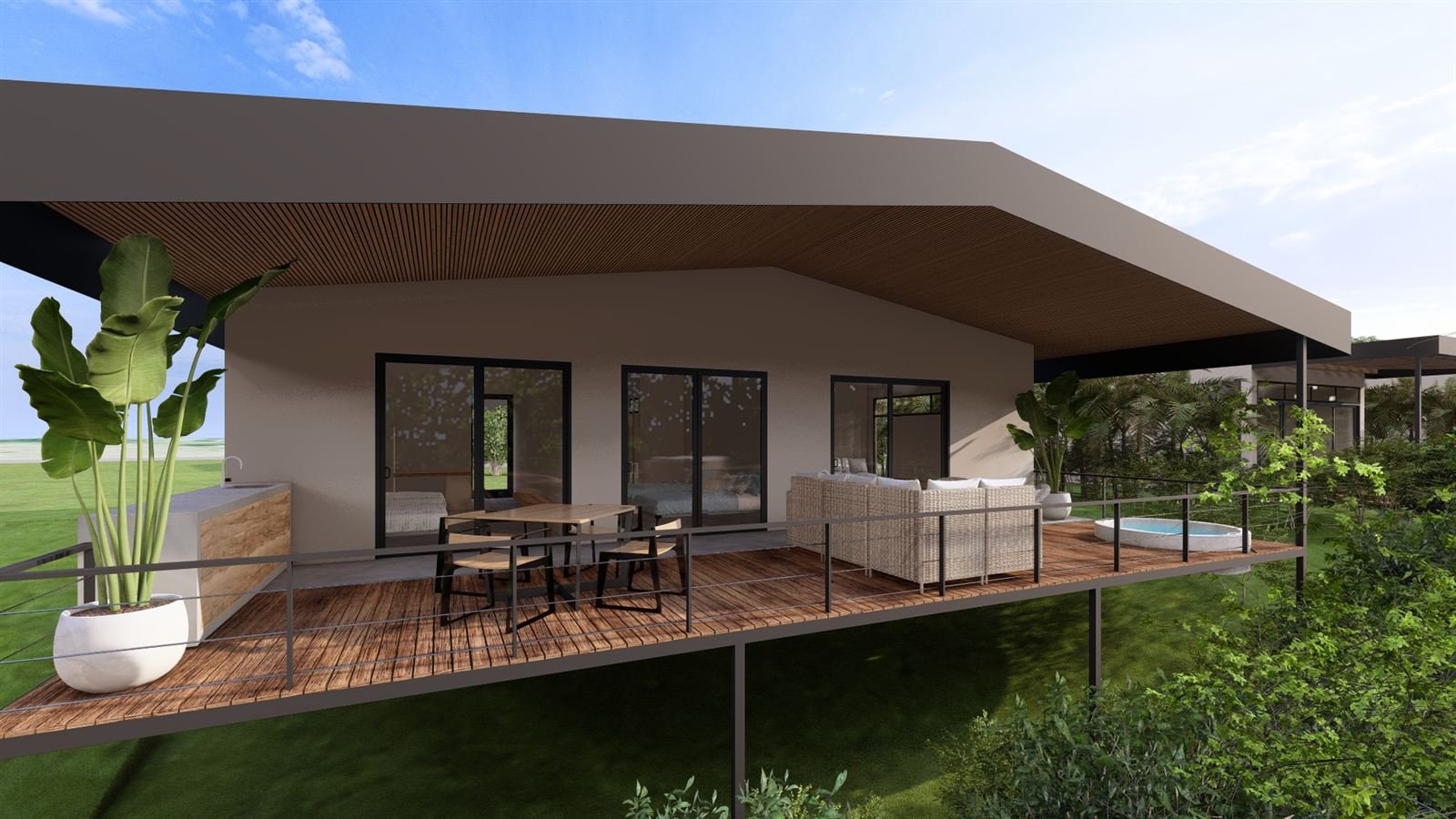Cabaña familiar con terraza y zona de estar